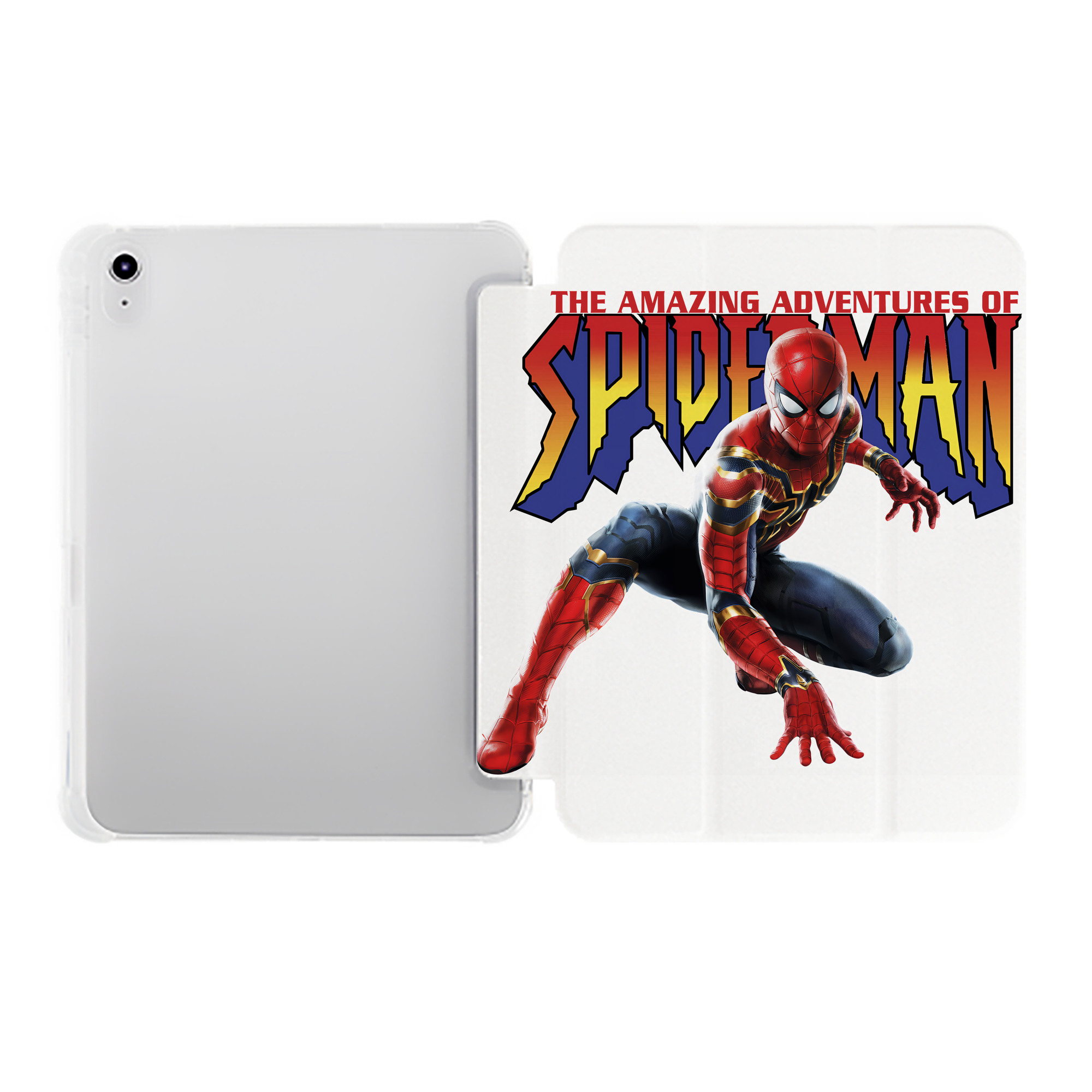 （画像用） Spider Man スパイダーマン IPad ケース ペン収納付き 三つ折りスタンド PUレザー×シリコン 対応機種9.5/10.5/10.9インチ